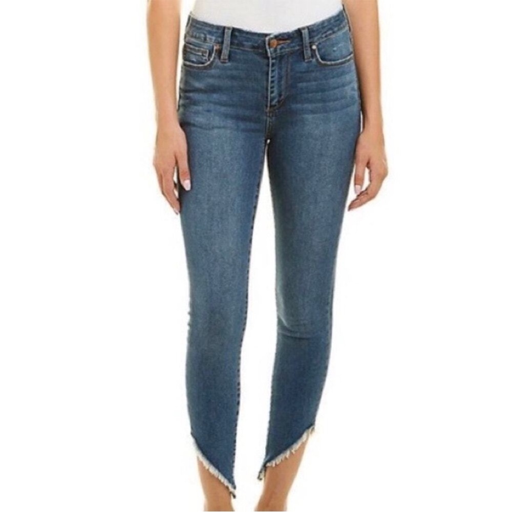 Joe's Jeans The Icon Mid Rise Skinny Leg Angled Slanted Hem Jean 28 EUC
